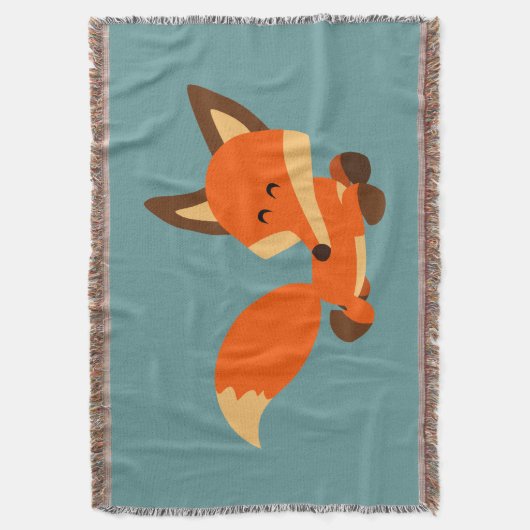 Cute Fleet Cartoon Fox Throw Blanket Deken (Voorkant Verticaal)