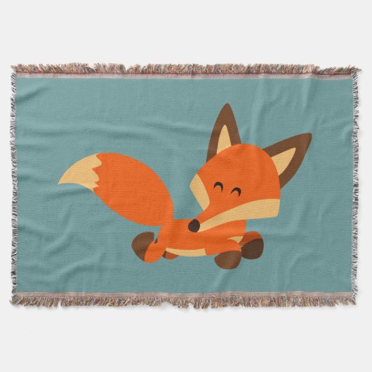 Cute Fleet Cartoon Fox Throw Blanket Deken (Voorkant)