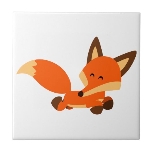 Cute Fleet Cartoon Fox Tile Tegeltje (Voorkant)