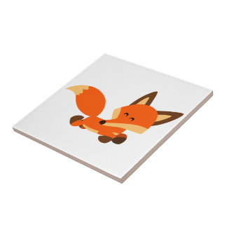 Cute Fleet Cartoon Fox Tile Tegeltje