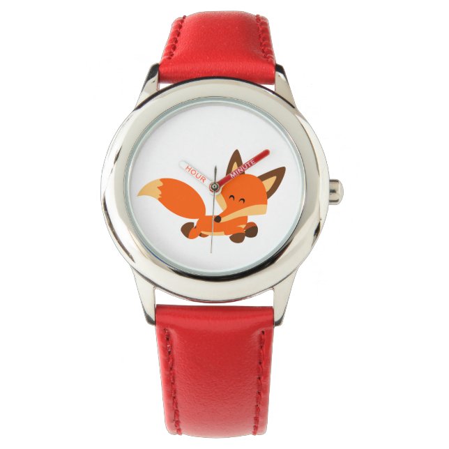 Cute Fleet Cartoon Fox Watch Horloge (Voorkant)