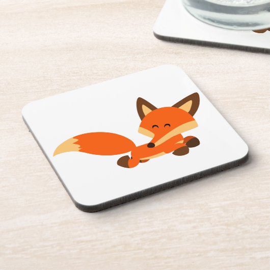 Cute Fleet Cartoon Vos Onderzetters Set (Linkerzijde)