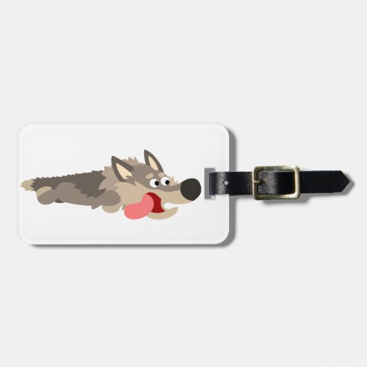 Cute Fleet Cartoon Wolf Bagagelabel (Voorkant horizontaal)