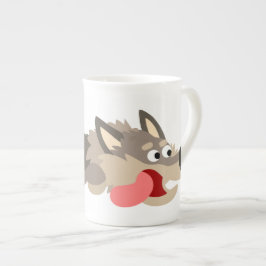 Cute Fleet Cartoon Wolf Bone China Mok