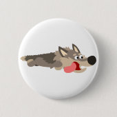 Cute Fleet Cartoon Wolf Button Badge (Voorkant)
