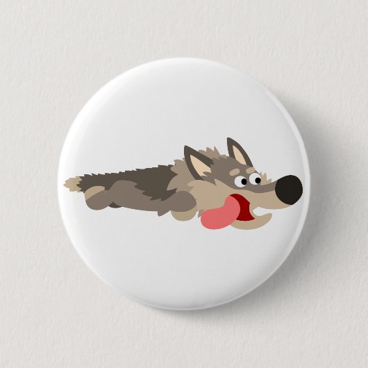 Cute Fleet Cartoon Wolf Button Badge (Voorkant)