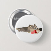 Cute Fleet Cartoon Wolf Button Badge (Voorkant /achterkant)