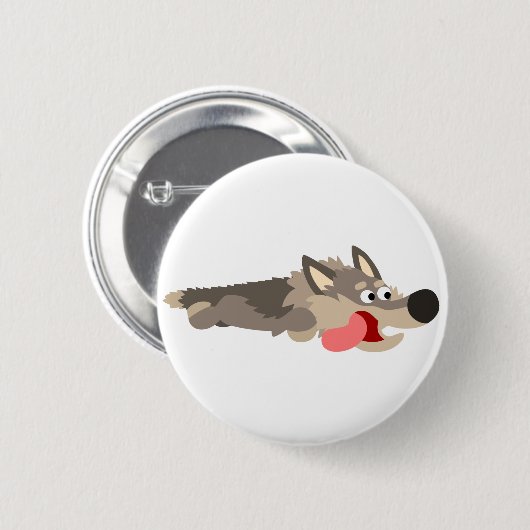 Cute Fleet Cartoon Wolf Button Badge (Voorkant /achterkant)