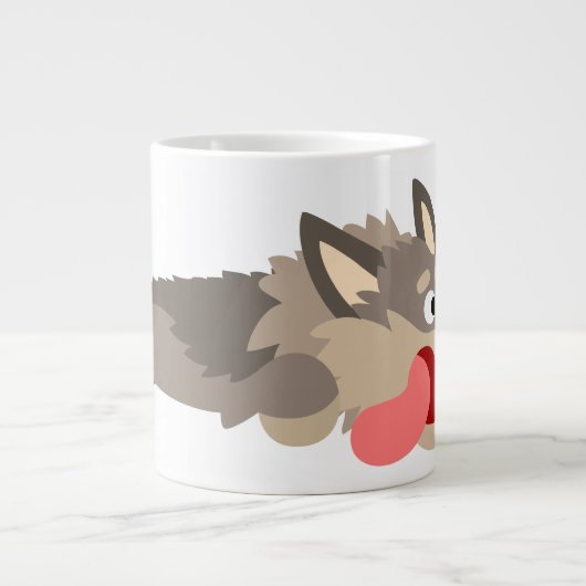 Cute Fleet Cartoon Wolf Jumbo Mok (Voorkant)