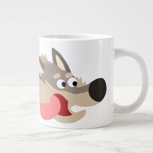 Cute Fleet Cartoon Wolf Jumbo Mok (Rechts)