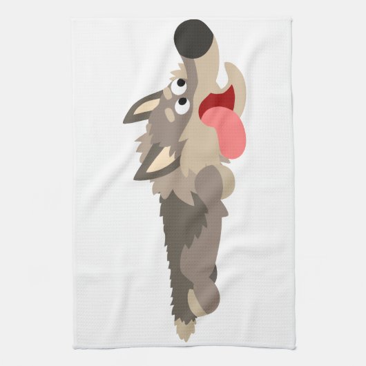 Cute Fleet Cartoon Wolf Kitchen Towel Theedoek (Verticaal)