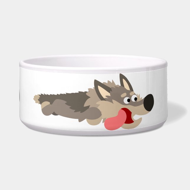 Cute Fleet Cartoon Wolf Pet Bowl Voerbakje (Voorkant)