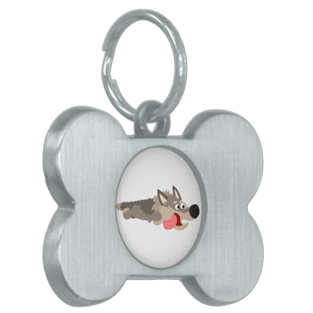 Cute Fleet Cartoon Wolf Pet Tag Huisdieren Naamplaatje (Voorkant Links)
