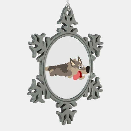 Cute Fleet Cartoon Wolf Pewter Ornament (Links)