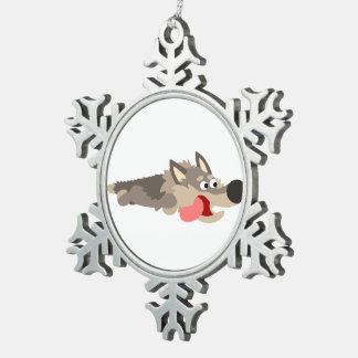 Cute Fleet Cartoon Wolf Pewter Ornament