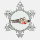 Cute Fleet Cartoon Wolf Pewter Ornament (Voorkant)