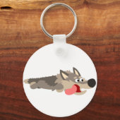 Cute Fleet Cartoon Wolf Sleutelhanger (Voorkant)