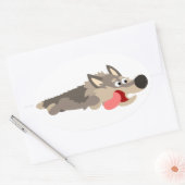 Cute Fleet Cartoon Wolf Sticker (Envelop)