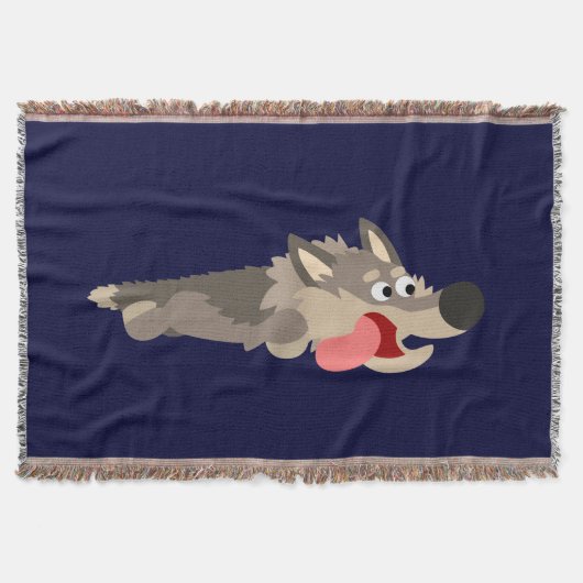 Cute Fleet Cartoon Wolf Throw Blanket Deken (Voorkant)