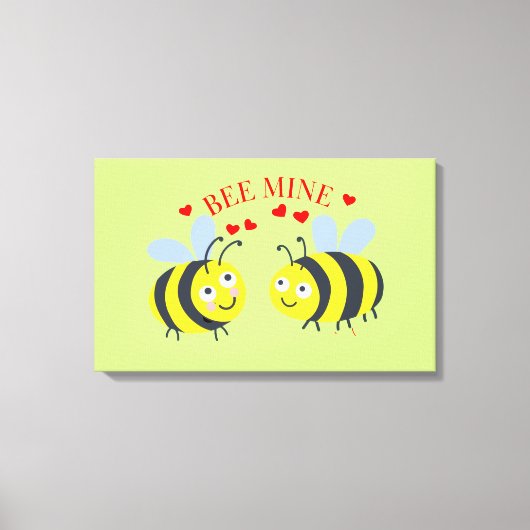 Cute Flirt Bee Mine love Valentijnsdag Gift Idee Canvas Afdruk (Voorkant)