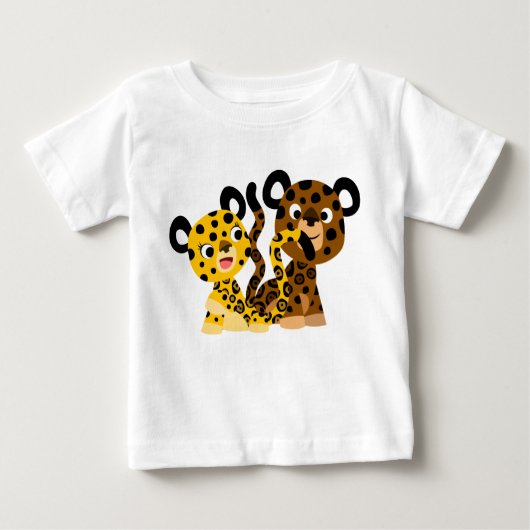 Cute Flirtatious Cartoon Jaguars Baby T-Shirt (Voorkant)