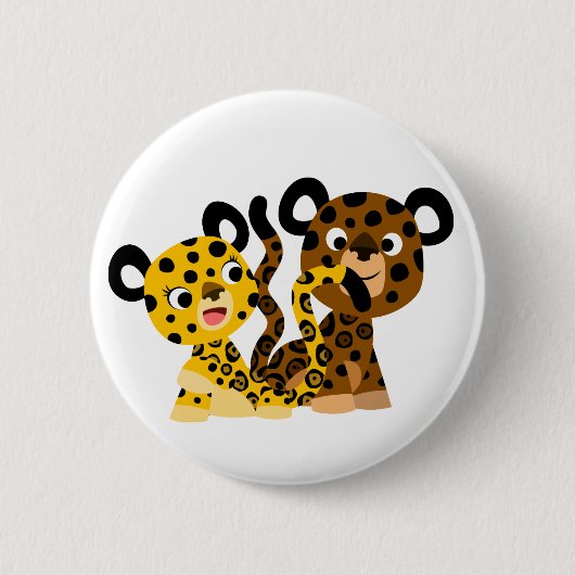 Cute Flirtatious Cartoon Jaguars Button Badge (Voorkant)