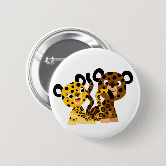 Cute Flirtatious Cartoon Jaguars Button Badge (Voorkant /achterkant)