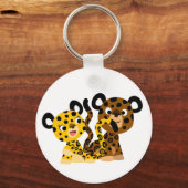 Cute Flirtatious Cartoon Jaguars Sleutelhanger (Voorkant)
