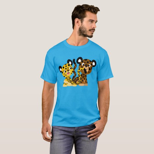Cute Flirtatious Cartoon Jaguars T-Shirt (Voorkant volledig)