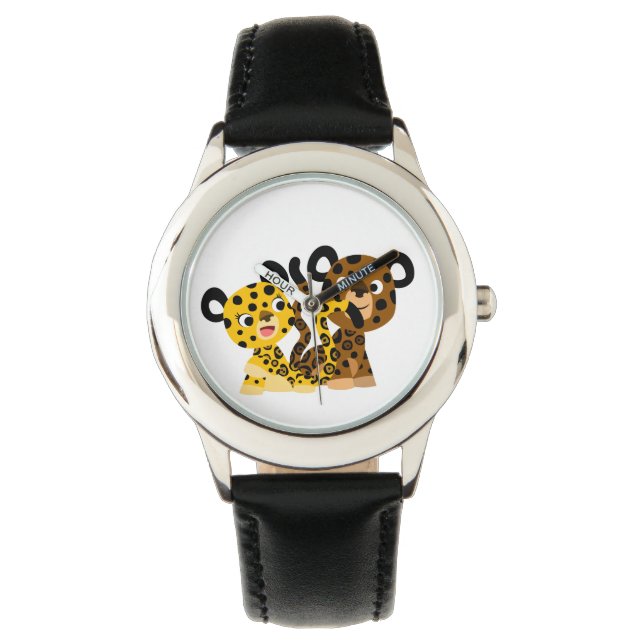 Cute Flirtatious Cartoon Jaguars Watch Horloge (Voorkant)