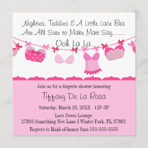 Cute Flirty Bra Lingerie Bridal Shower Invitation Kaart