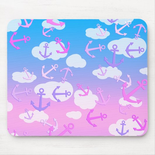 Cute Floating Anchors And Clouds Dreamy Colors Muismat (Voorkant)