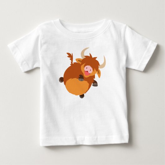 Cute Floating Cartoon Highland Koe Baby T-Shirt (Voorkant)