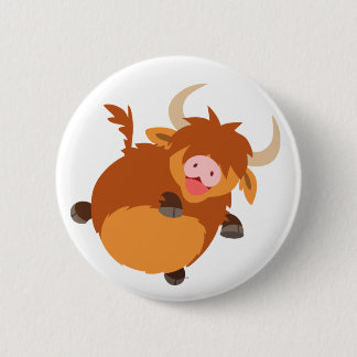 Cute Floating Cartoon Highland Koe Button Badge