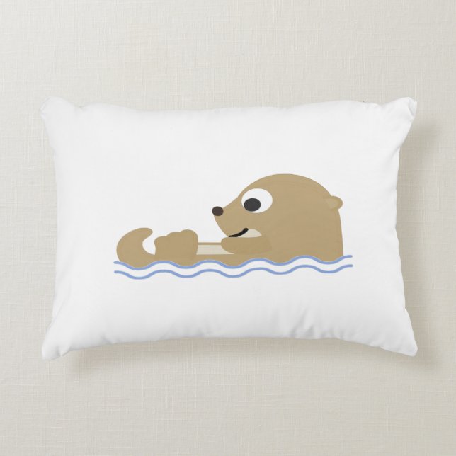 Cute Floating Otter Decoratief Kussen (Voorkant)