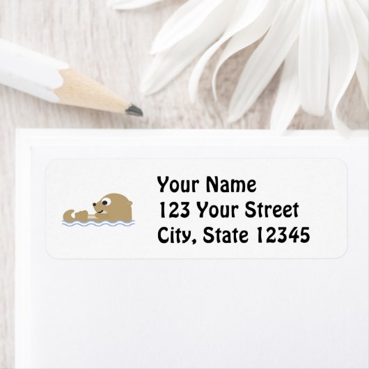 Cute Floating Otter Etiket (Insitu)