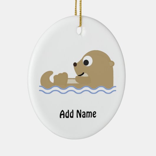 Cute Floating Otter Keramisch Ornament (Rechts)