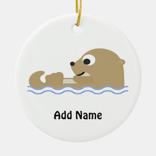 Cute Floating Otter Keramisch Ornament (Voorkant)