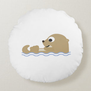 Cute Floating Otter Rond Kussen