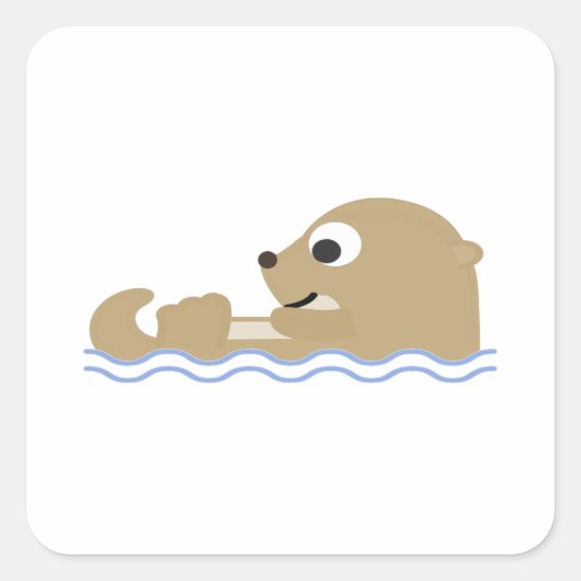 Cute Floating Otter Vierkante Sticker (Voorkant)