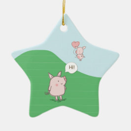 Cute Floating Pig Gezegde Hi Keramisch Ornament