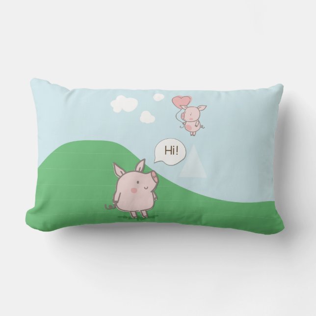 Cute Floating Pig Gezegde Hi Kussen (Voorkant)