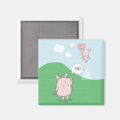 Cute Floating Pig Gezegde Hi Magneet (Voorkant / Achterkant)