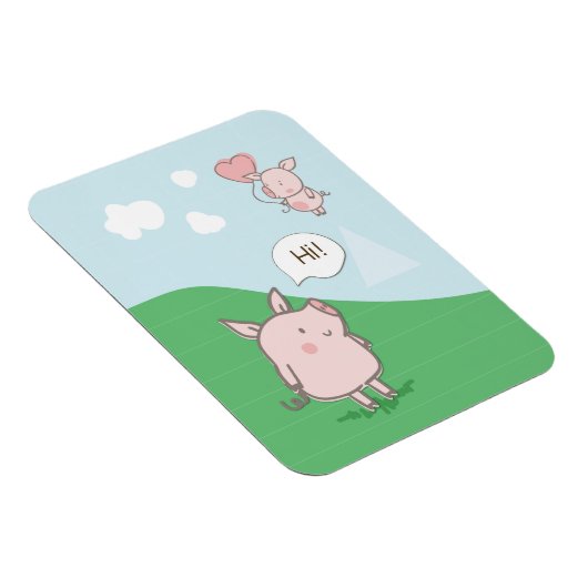 Cute Floating Pig Gezegde Hi Magneet (Rechterzijde)