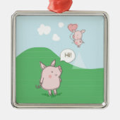 Cute Floating Pig Gezegde Hi Metalen Ornament (Voorkant)