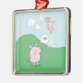 Cute Floating Pig Gezegde Hi Metalen Ornament (Links)