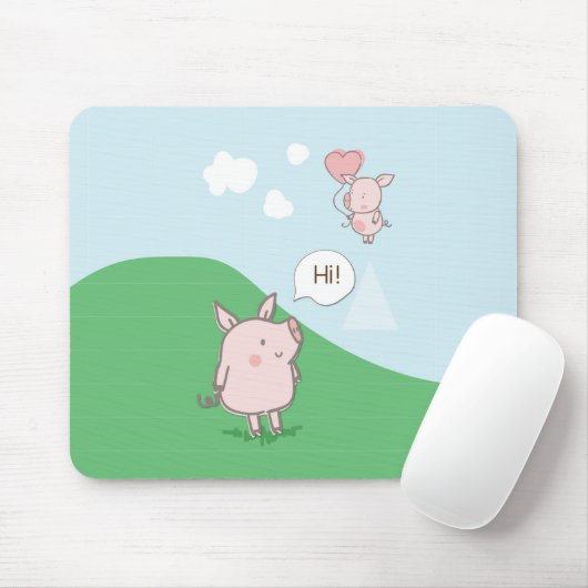 Cute Floating Pig Gezegde Hi Muismat (Met muis)