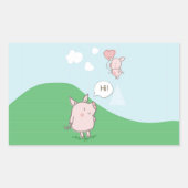 Cute Floating Pig Gezegde Hi Rechthoekige Sticker (Voorkant)