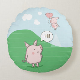 Cute Floating Pig Gezegde Hi Rond Kussen