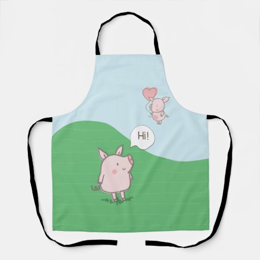 Cute Floating Pig Gezegde Hi Schort (Voorkant)